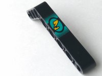 LEGO part Technic, Liftarm, Modified Bent Thick 1 x 9 (6 - 4) with Yellow Number 2 on Dark Turquoise Pattern (Sticker) - Set 8202 6629pb001