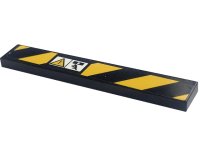LEGO part Tile 1 x 6 with Black and Yellow Danger Stripes, Crush Zone and Exclamation Mark in Warning Triangle Pattern Model Left Side (Sticker) - Set 42094 6636pb310L