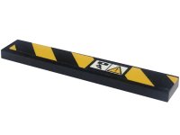 LEGO part Tile 1 x 6 with Black and Yellow Danger Stripes, Crush Zone and Exclamation Mark in Warning Triangle Pattern Model Right Side (Sticker) - Set 42094 6636pb310R