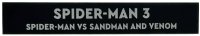 LEGO part Tile 1 x 6 with White 'SPIDER-MAN 3 SPIDER-MAN VS SANDMAN AND VENOM' Pattern 6636pb393