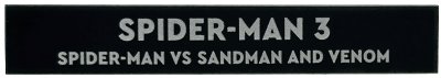 LEGO part Tile 1 x 6 with White 'SPIDER-MAN 3 SPIDER-MAN VS SANDMAN AND VENOM' Pattern (6636pb393)