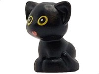 LEGO part Cat, Friends, Baby Kitten, Sitting with Yellow Eyes and Coral Tongue Pattern 69902pb06