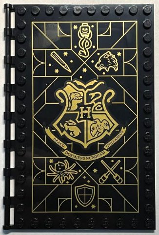 LEGO part Tile, Modified 10 x 16 with Studs on Edges and Bar Handles with Hogwarts Defence Against the Dark Arts Class Pattern (69934pb014)