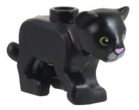 LEGO part Lion Baby Cub with Bright Pink Nose, Light Bluish Gray Muzzle, and Lime Rings around Eyes Pattern (Panther Tendi) 77307pb03