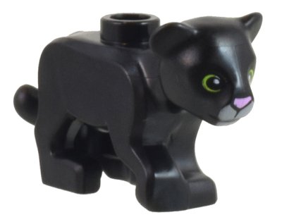 LEGO part Lion Baby Cub with Bright Pink Nose, Light Bluish Gray Muzzle, and Lime Rings around Eyes Pattern (Panther Tendi) (77307pb03)