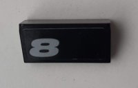LEGO part Slope 30 1 x 2 x 2/3 with Silver '8' Pattern (Sticker) - Set 42078 85984pb256