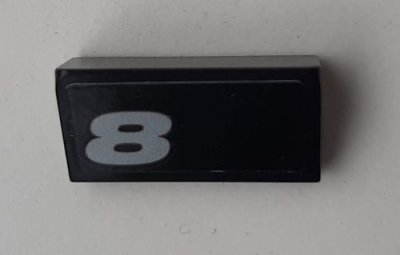 LEGO part Slope 30 1 x 2 x 2/3 with Silver '8' Pattern (Sticker) - Set 42078 (85984pb256)
