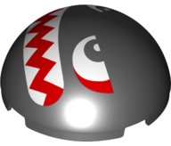 LEGO part Cylinder Hemisphere 4 x 4 with Angry White Eyes and Red Mouth with Sharp Teeth Pattern (Super Mario Boomer / Banzai Bill Face) 86500pb08