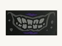 LEGO part Tile 2 x 4 with Mouth with Sinister Smile and Crooked Teeth, Dark Bluish Gray Lips, Light Bluish Gray Teeth Pattern 87079pb0406