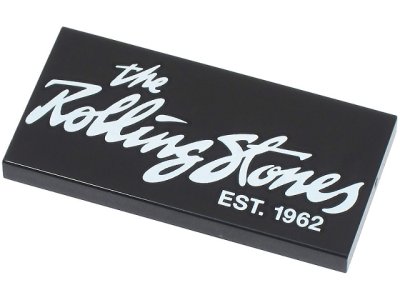 LEGO part Tile 2 x 4 with 'the Rolling Stones EST. 1962' Pattern (87079pb1179)