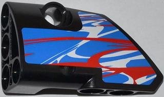 LEGO part Technic, Panel Fairing # 1 Small Smooth Short, Side A with Red and White Swirls on Blue Pattern (Sticker) - Set 42010 (87080pb005)