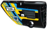 LEGO part Technic, Panel Fairing # 1 Small Smooth Short, Side A with Grille and Sponsor Logos on Dark Azure, Yellow and Black Background Pattern (Sticker) - Set 42034 87080pb020