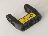 LEGO part Technic, Pin Connector Toggle Joint Smooth Double with Axle and Pin Holes with Yellow Warning Sign Pattern (Sticker) - Set 42082 87408pb001