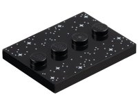 LEGO onderdeel Tile, Modified 3 x 4 with 4 Studs in Center with White Dots and Sparkles / Stars Pattern 88646pb012