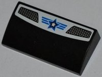LEGO part Slope, Curved 2 x 4 x 2/3 with Bottom Tubes with Double Vent Grille, Blue Lines and White Star with Blue Outline Pattern (Sticker) - Set 8301 88930pb012
