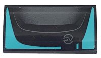 LEGO part Slope, Curved 2 x 4 x 2/3 with Bottom Tubes with Dark Bluish Gray 'SV' and Black Hood Pattern (Sticker) - Set 76898 88930pb126