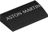 LEGO part Slope, Curved 2 x 4 x 2/3 with Bottom Tubes with White 'ASTON MARTIN' Pattern (88930pb185)