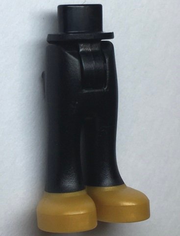 LEGO part Mini Doll Hips and Trousers with Back Pockets with Pearl Gold Shoes Pattern - Thick Hinge (92253c00pb49)