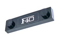 LEGO part Plate, Modified 1 x 4 with 2 Studs without Groove with White 'F40' Pattern (Sticker) - Set 75890 92593pb047
