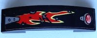 LEGO part Slope, Curved 4 x 1 x 2/3 Double with Taillight, Bright Light Yellow and Red Flames Pattern Model Left Side (Sticker) - Set 70421 93273pb188L