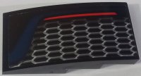LEGO part Slope, Curved 4 x 2 with Red Taillight Line, Honeycomb Grille and Dark Blue Stripe Pattern Model Left Side (Sticker) - Set 42154 93606pb212L
