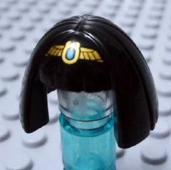 LEGO part Minifigure, Hair Female Mid-Length, Smooth with Bangs and Gold Tiara Pattern (Egyptian Queen) (95328pb01)