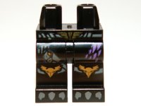 LEGO part Hips and Legs with Gold Belt Buckle and Raven Knee Pads, Dark Purple Feathers and Dark Bluish Gray Talons Pattern 970c00pb0230
