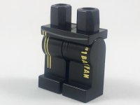 LEGO part Hips and Legs with Yellow Stripes and '#1 Batfan' Pattern 970c00pb0756