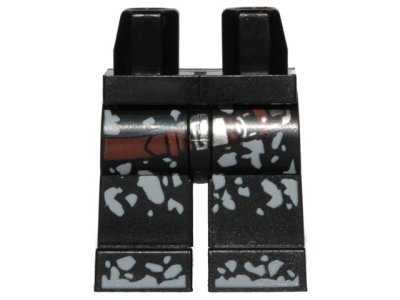 LEGO part Hips and Legs with SW Reddish Brown Belt with Silver Buckle and Dirt Stains Pattern (970c00pb0817)