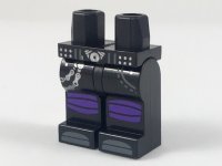 LEGO part Hips and Legs with Silver Buckle and Chain, Dark Purple Knee Wrappings, Dark Bluish Gray Toes Pattern 970c00pb0819