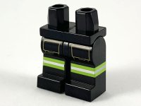LEGO part Hips and Legs with Lime and Silver Reflective Stripes Continuing on Sides and Tan Pockets Pattern 970c00pb1004