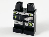 LEGO part Hips and Legs with Silver Belt and Wrappings, Lime Circles Pattern 970c00pb1053