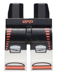 LEGO part Hips and Legs with White Boots, Coral Drawstring, Side Stripes and Toes Pattern 970c00pb1085