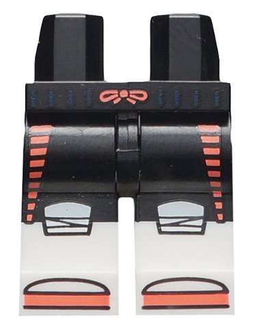 LEGO part Hips and Legs with White Boots, Coral Drawstring, Side Stripes and Toes Pattern (970c00pb1085)