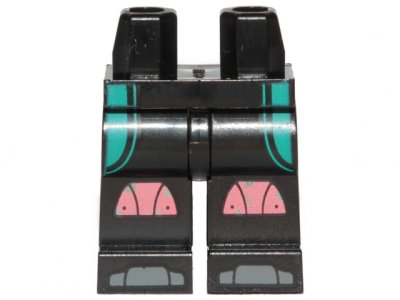 LEGO part Hips and Legs with Dark Turquoise Wetsuit Stripes and Dark Pink Knee Pads Pattern (970c00pb1101)