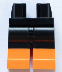 LEGO part Hips and Legs with Molded Orange Lower Legs / Boots Pattern 970c00pb1202