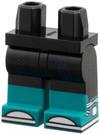 LEGO part Hips and Legs with Molded Dark Turquoise Lower Legs / Boots and Printed Dark Blue Dots, White Toes, Soles and Laces Pattern 970c00pb1820