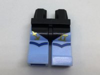 LEGO part Hips and Bright Light Blue Legs with Black Leotard, Gold Zodiac Signs, and Blue Knee Straps Pattern 970c105pb001