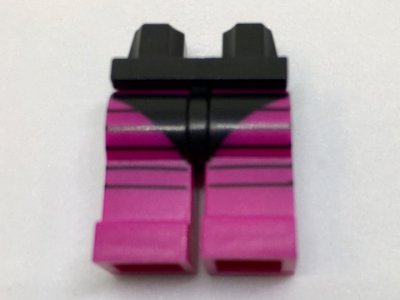LEGO part Hips and Magenta Legs with Black Leotard and 5 Black Stripes Pattern (970c71pb001)