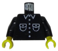 LEGO part Torso Shirt with White Pockets, Buttons, and Collar Pattern / Black Arms / Yellow Hands 973p26c02