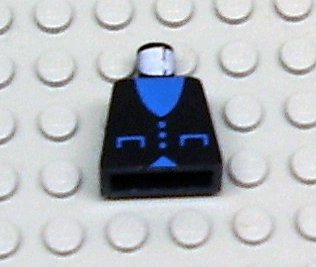 LEGO part Torso Town Blue V-Neck, Pockets and Buttons Pattern (973pb0069)