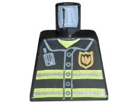 LEGO part Torso Fire Uniform Gold Badge, Silver Reflective Stripes, Dark Bluish Gray Radio Pattern 973pb0300