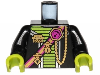 LEGO part Torso Alien Conquest Alien Shoulder Strap Pattern / Black Arms / Lime Hands (973pb0896c01)