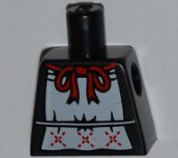 LEGO part Torso White Apron with Red Ribbon Pattern 973pb1088