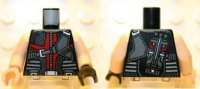 LEGO part Torso Vest with Dark Red and Black Straps / Quiver Pattern (Hawkeye) / Light Nougat Arms / Light Nougat Hand Right / Black Hand Left 973pb1178c01