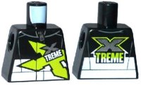 LEGO part Torso Racing Jacket with Zipper and Lime, Silver and White 'XTREME' Pattern 973pb1893