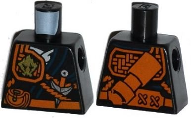 LEGO part Torso Ninjago Robe with Belt with Pouch, Knife, Scabbard and Earth Power Emblem Pattern (973pb1917)
