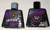 LEGO part Torso Ninjago Robe with Purple Sash with Knot, Mechanical Parts and Silver Saw Blade Pattern 973pb2535