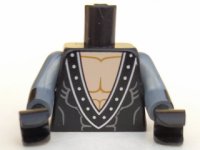 LEGO part Torso Batman Muscles Outline, V-Neck with Silver Rivets Pattern / Flat Silver Arms with Black Cuffs Pattern / Black Hands 973pb2571c01