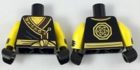 LEGO part Torso Ninjago Robe with Ninjago Logogram 'EARTH', Gold Sash and Medallion Pattern / Yellow Arms with Black Cuffs with Gold Stripes Pattern / Black Hands 973pb2805c01